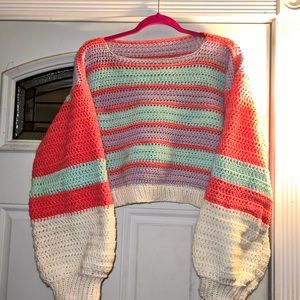 Hand crocheted crop sweater